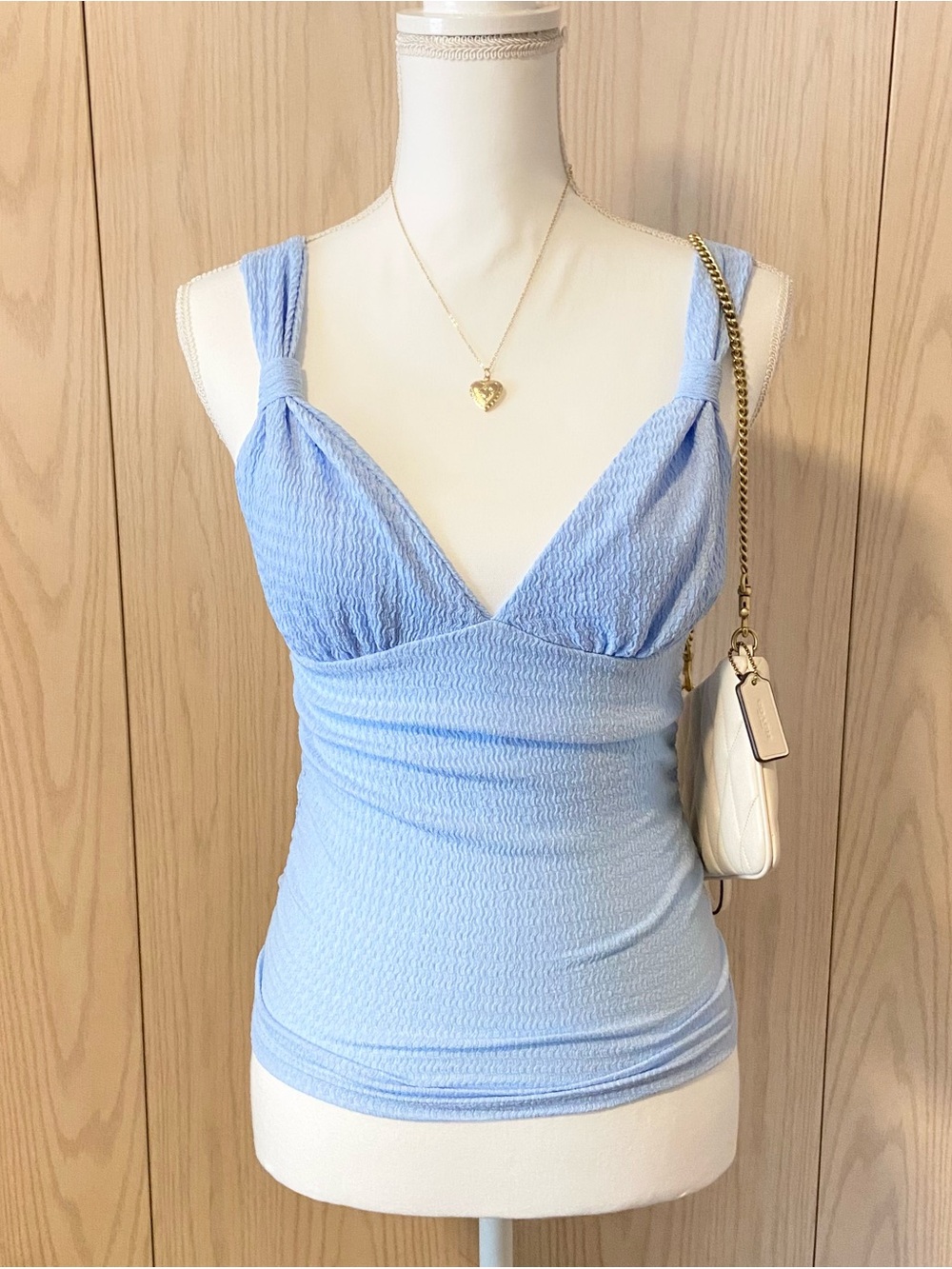 Y2K Minimalist Ballet Coquette SHEIN Tank Top Women’s XS Blue V Neck Shirt Cute